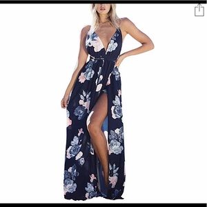 Floral Long Dress with slit size Medium